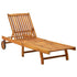 Patio Sun Lounger with Cushion Solid Acacia Wood