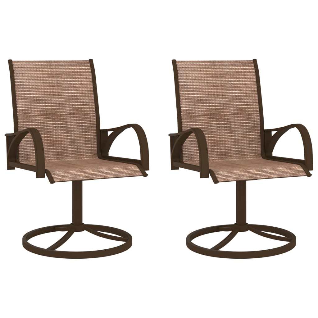 Patio Swivel Chairs 2 pcs Textilene and Steel Brown - WoodPoly.com