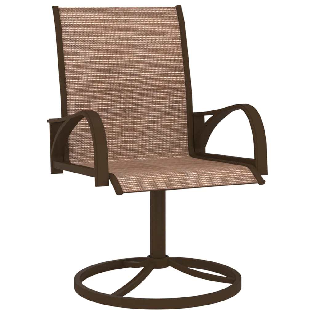 Patio Swivel Chairs 2 pcs Textilene and Steel Brown - WoodPoly.com