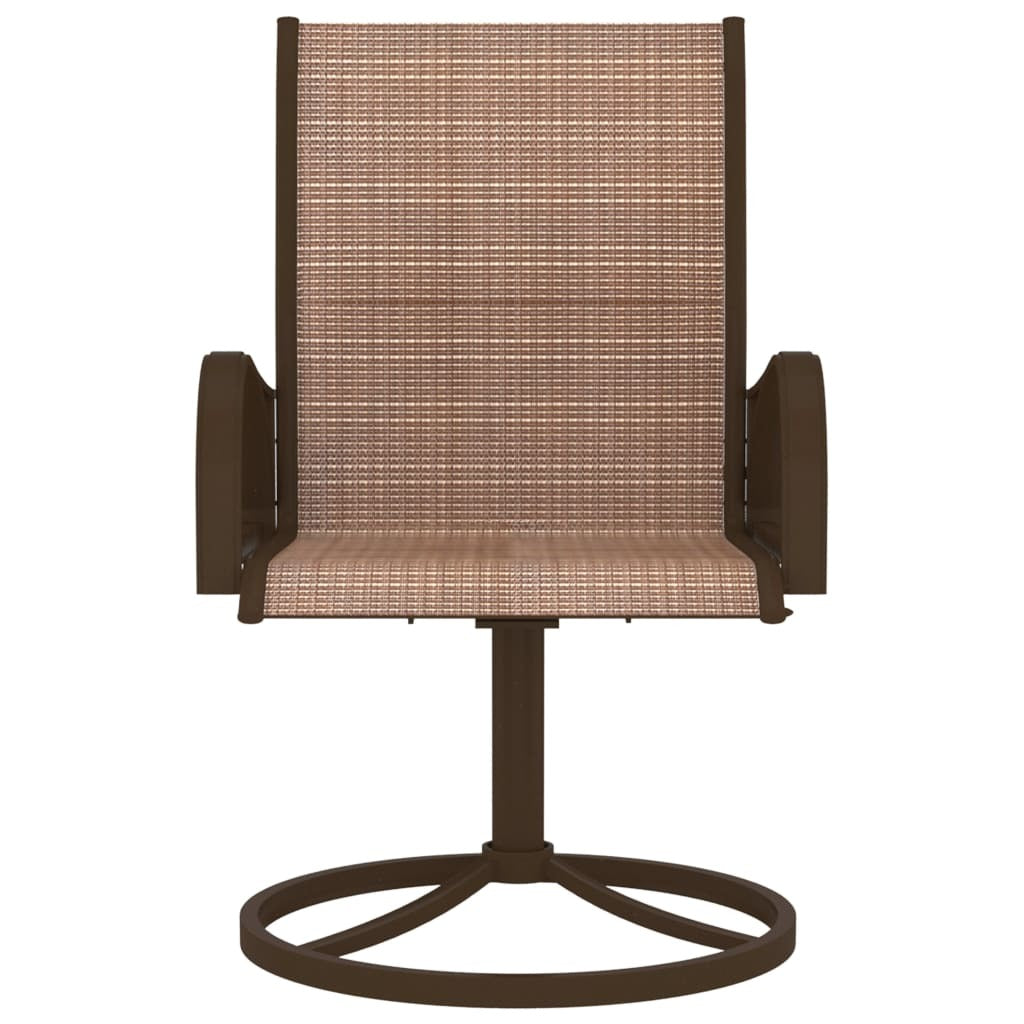 Patio Swivel Chairs 2 pcs Textilene and Steel Brown - WoodPoly.com