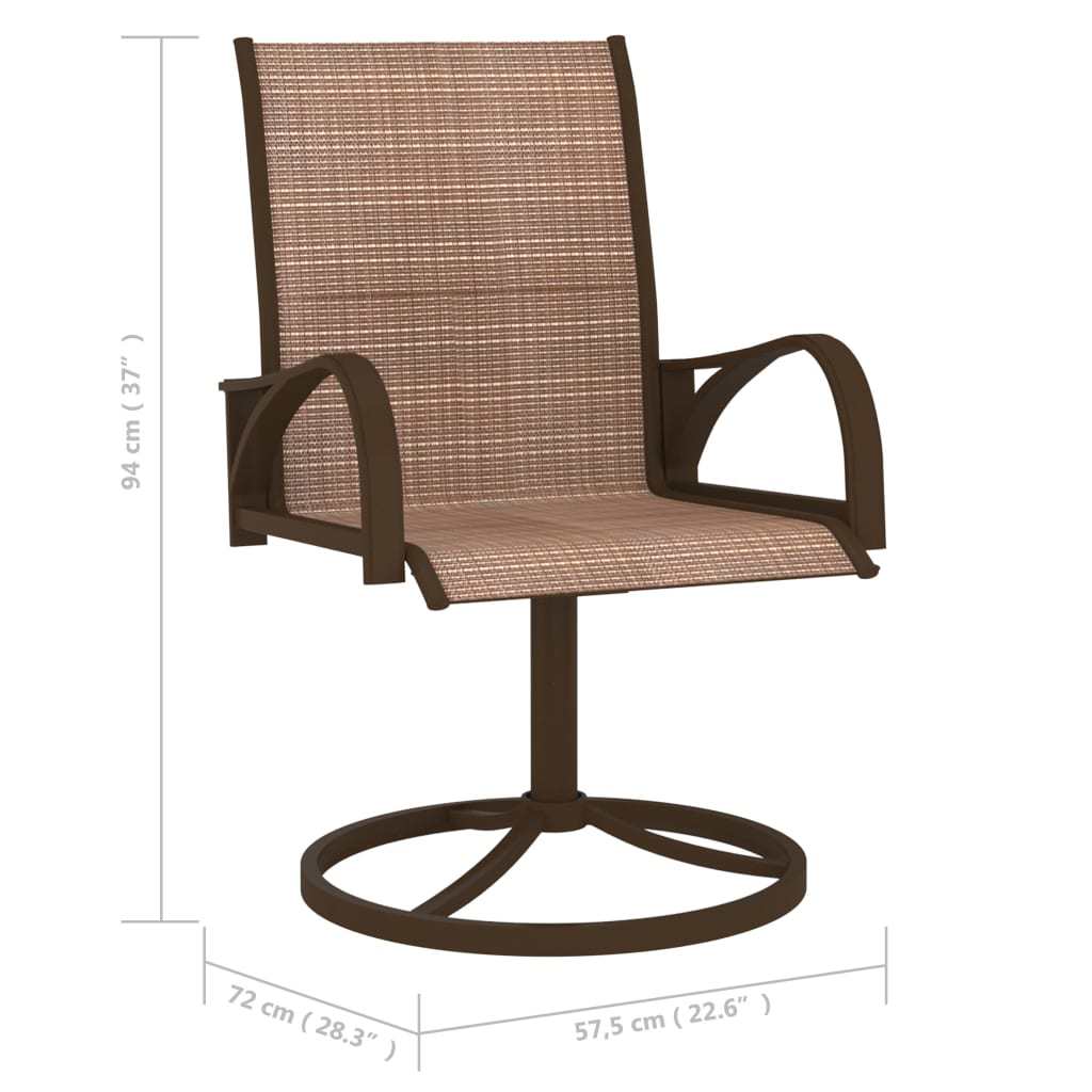 Patio Swivel Chairs 2 pcs Textilene and Steel Brown - WoodPoly.com