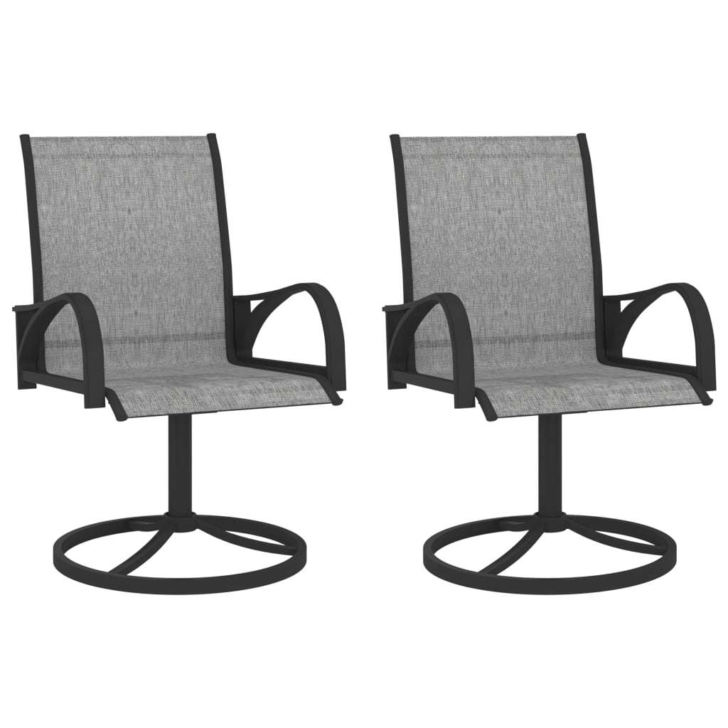 Patio Swivel Chairs 2 pcs Textilene and Steel Gray - WoodPoly.com