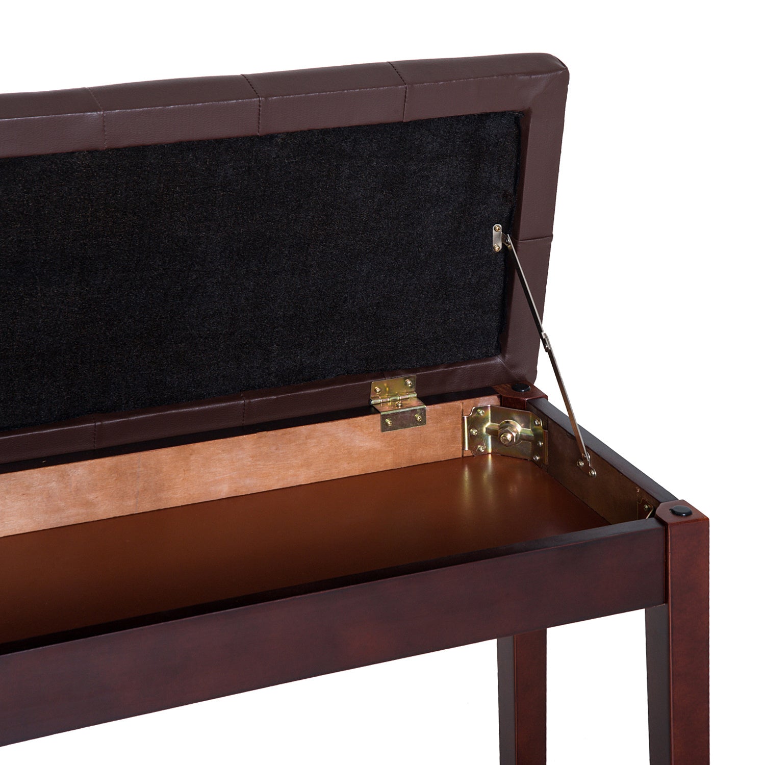 Piano Bench, Duet Piano Chair with Faux Leather Padded Cushion and Wooden Frame, Button Tufted Keyboard Bench, Brown