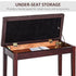 Piano Bench, Duet Piano Chair with Faux Leather Padded Cushion and Wooden Frame, Button Tufted Keyboard Bench, Brown