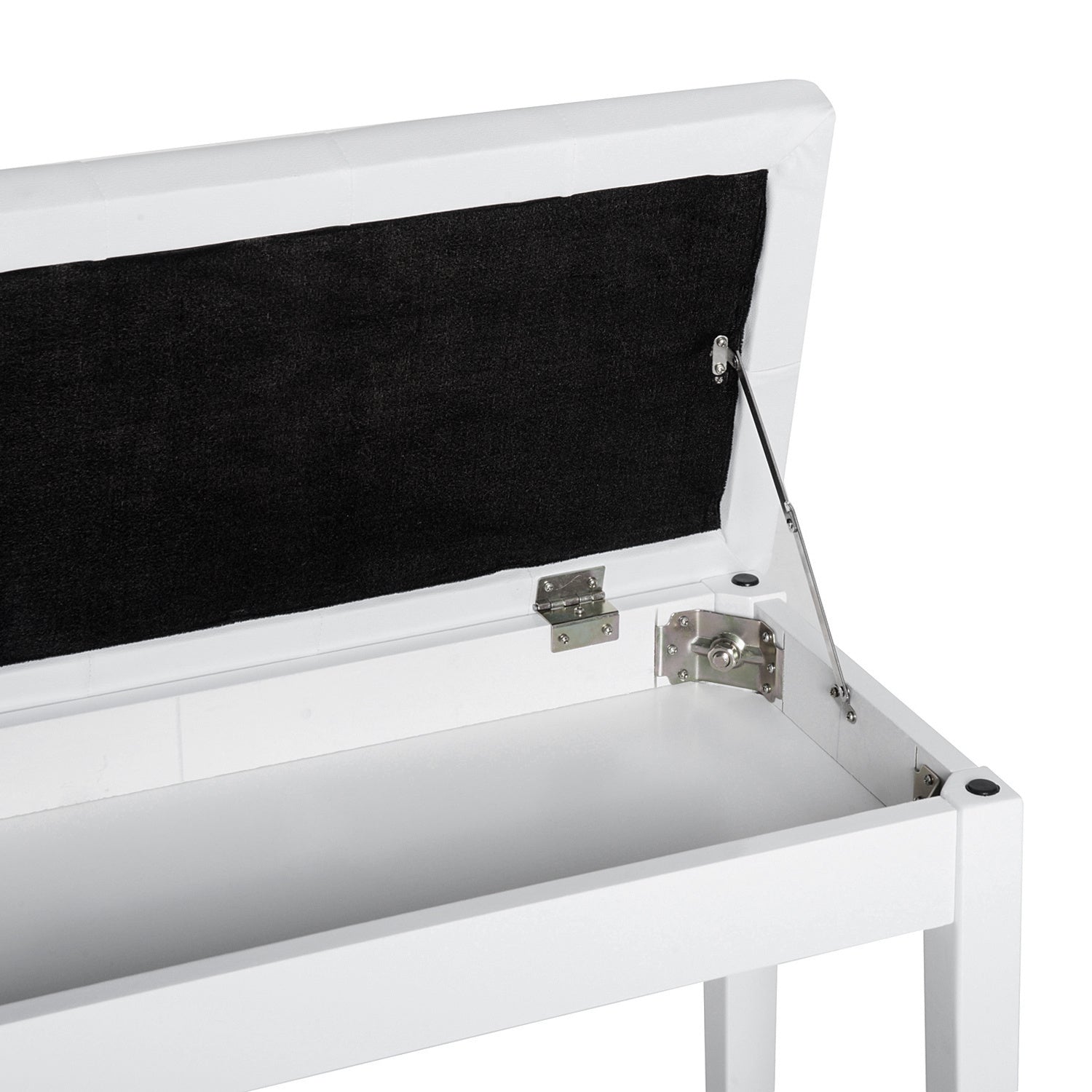Piano Bench, Duet Piano Chair with Faux Leather Padded Cushion and Wooden Frame, Button Tufted Keyboard Bench, White