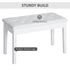 Piano Bench, Duet Piano Chair with Faux Leather Padded Cushion and Wooden Frame, Button Tufted Keyboard Bench, White