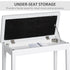Piano Bench, Duet Piano Chair with Faux Leather Padded Cushion and Wooden Frame, Button Tufted Keyboard Bench, White