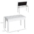 Piano Bench, Duet Piano Chair with Faux Leather Padded Cushion and Wooden Frame, Button Tufted Keyboard Bench, White