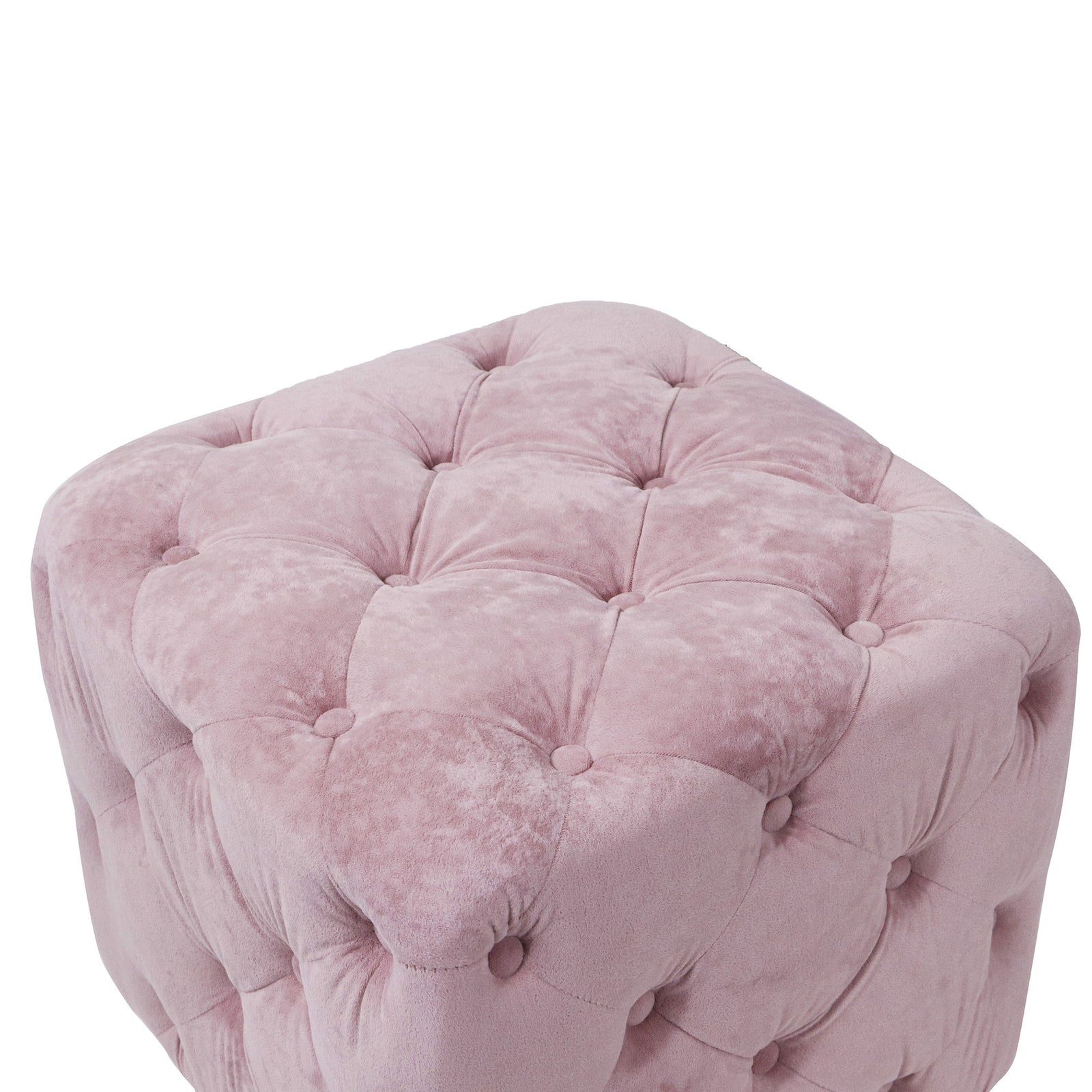 Pink Modern Velvet Upholstered Ottoman, Exquisite Small End Table, Soft Foot Stool,Dressing Makeup Chair, Comfortable Seat for Living Room, Bedroom, Entrance