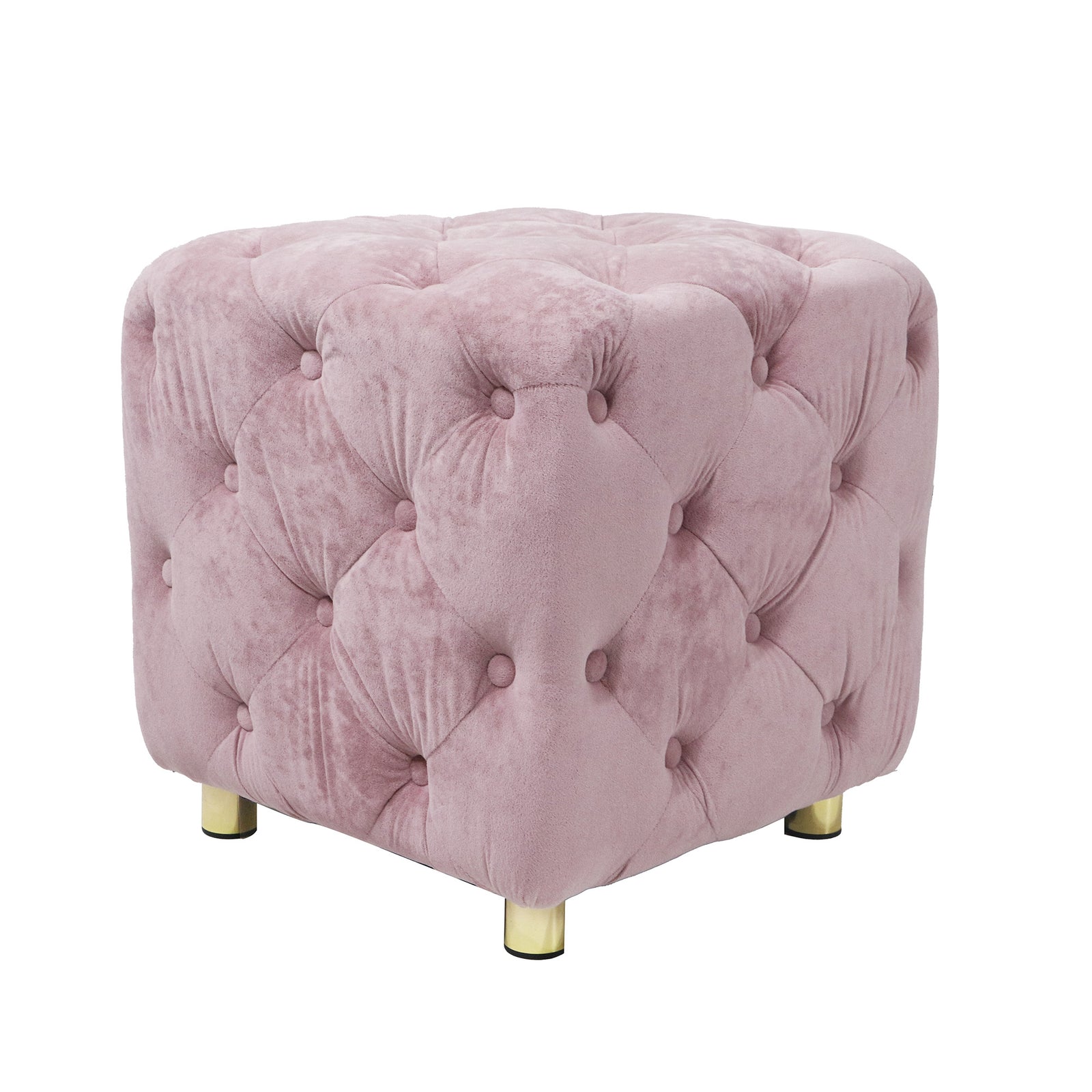 Pink Modern Velvet Upholstered Ottoman, Exquisite Small End Table, Soft Foot Stool,Dressing Makeup Chair, Comfortable Seat for Living Room, Bedroom, Entrance