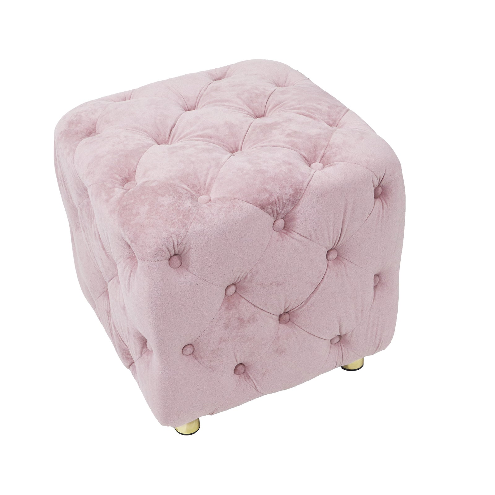 Pink Modern Velvet Upholstered Ottoman, Exquisite Small End Table, Soft Foot Stool,Dressing Makeup Chair, Comfortable Seat for Living Room, Bedroom, Entrance