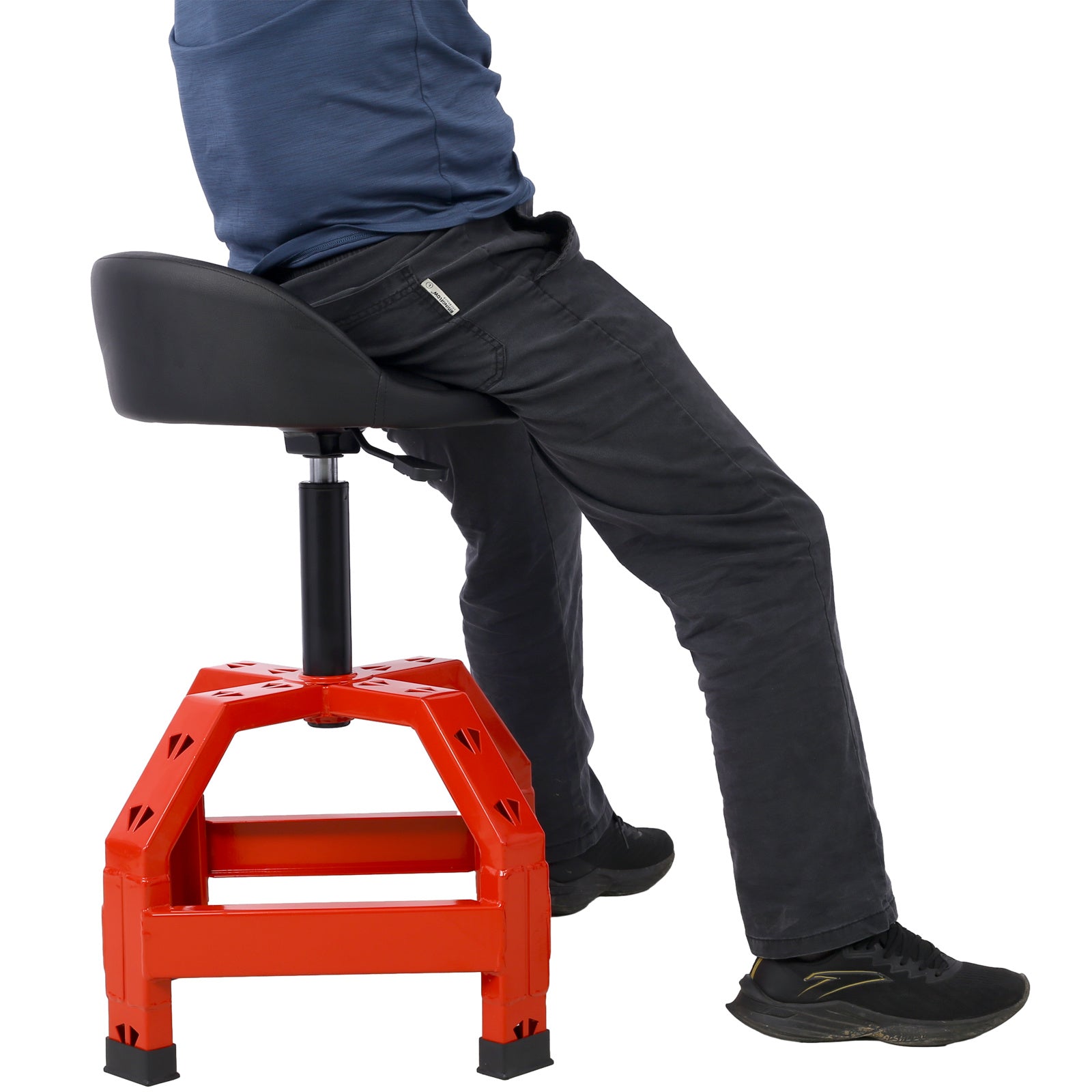 Pneumatic 360 Degree Swivel Stool, Mechanics Rolling Creeper Seat, Heavy Duty Mechanics Stool, red