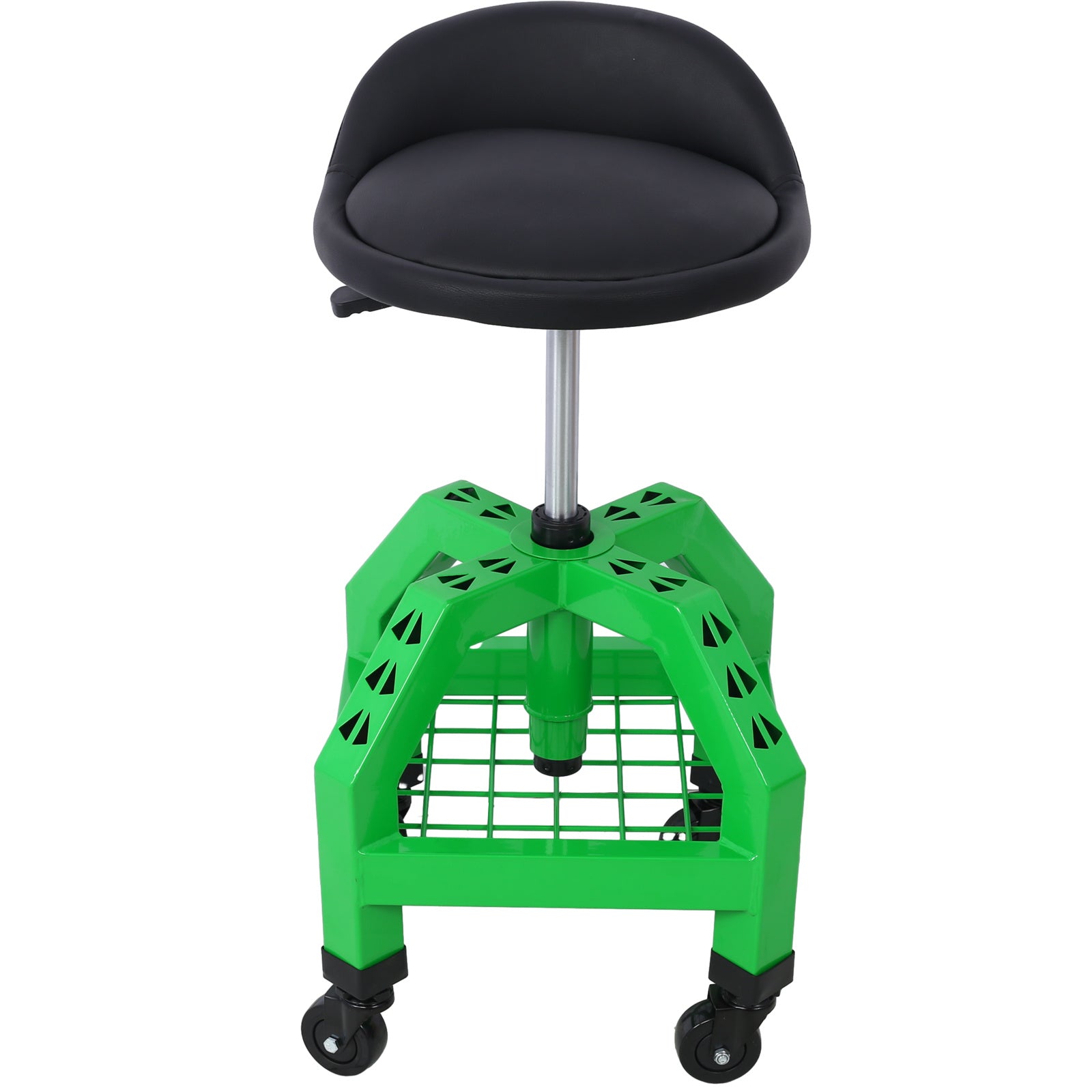 Pneumatic 360 Degree Swivel Stool, Mechanics Rolling Creeper Seat, Heavy Duty Rolling Mechanics Stool, Shop Stool with Casters green