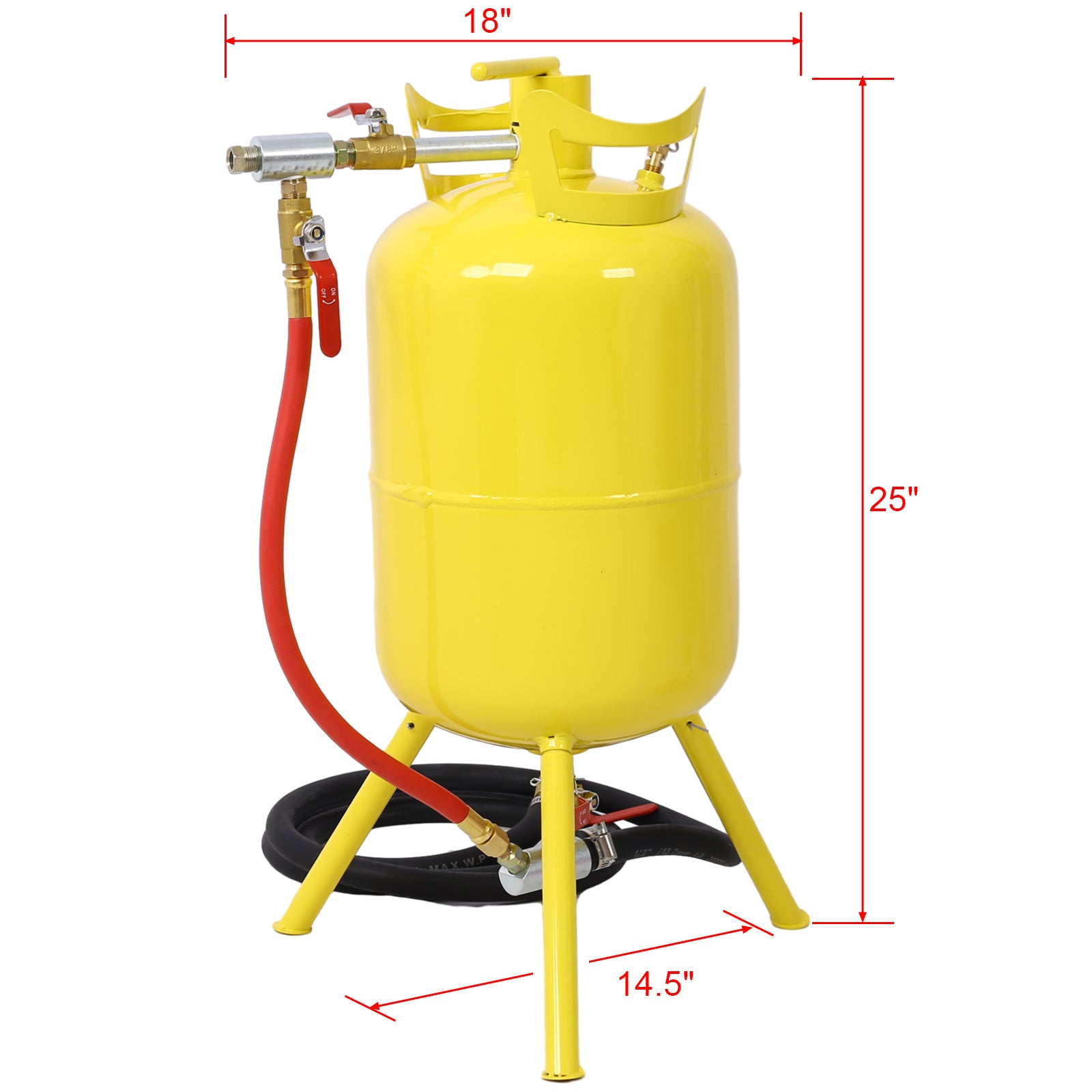Portable 5-Gallons Air Sand Blaster Handle Sandblasting 5-Gal Air Media Abrasive Blasting Tank w/Blast Gun, yellow