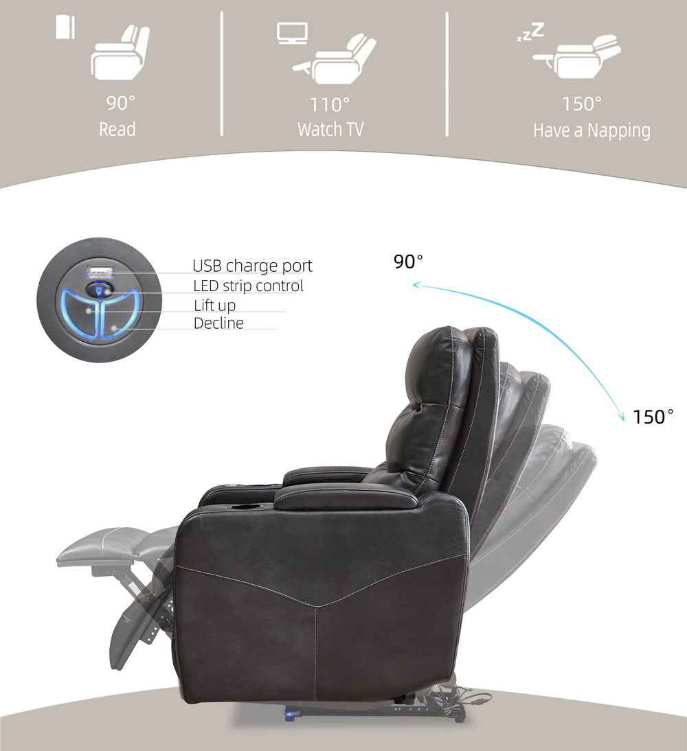 Power reclining chair Gray color