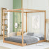 Queen Size Canopy Platform Bed with Support Legs,Natural