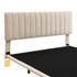 Queen Size Upholstered Bed with Sensor Light and Headboard, Floating Velvet Platform Bed, Beige