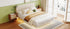 Queen Size Upholstered Bed with Sensor Light and Headboard, Floating Velvet Platform Bed, Beige