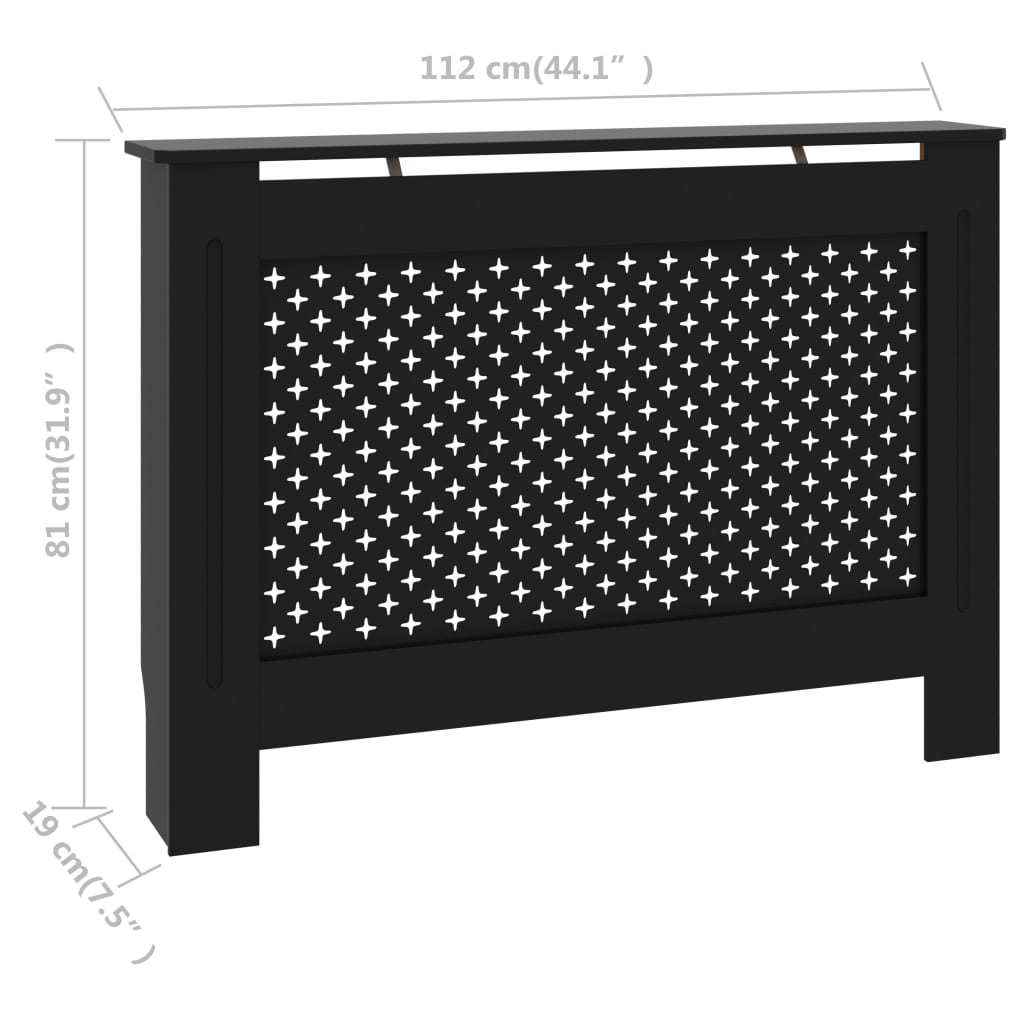 Radiator Cover Black 44.1"x7.5"x31.9" MDF - WoodPoly.com