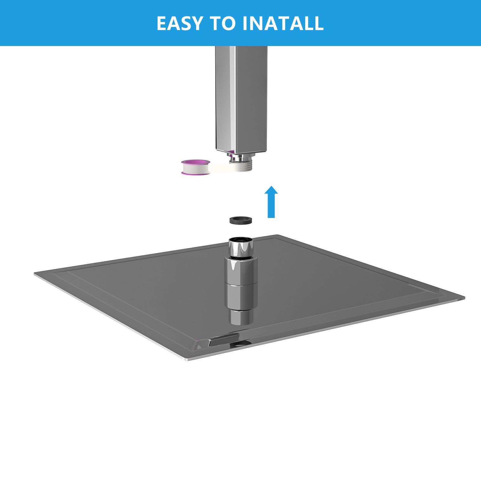 Rain Fixed Shower Head (16 Inch Square, Chrome)