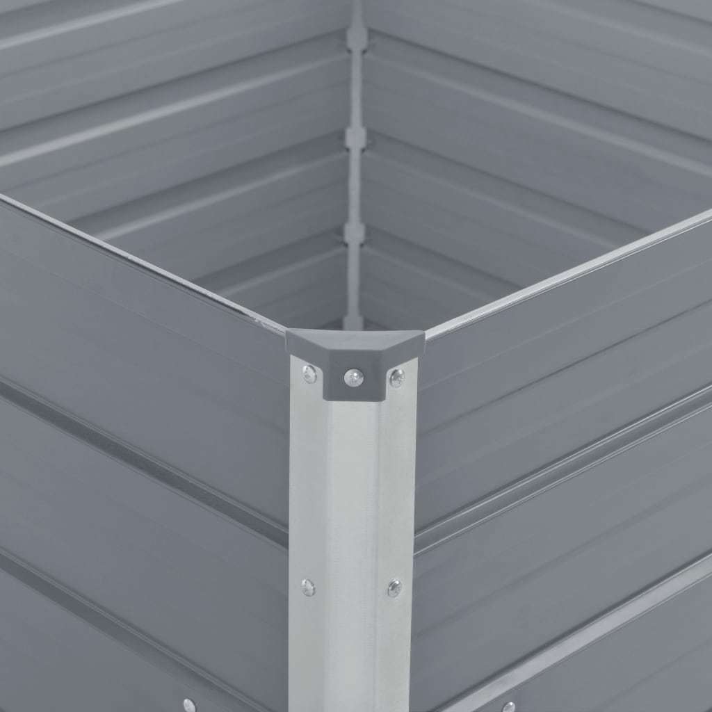 Raised Garden Bed 39.4"x39.4"x17.7" Galvanized Steel Gray - WoodPoly.com