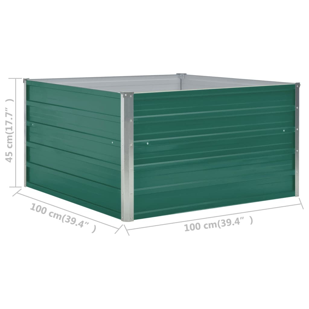 Raised Garden Bed 39.4"x39.4"x17.7" Galvanized Steel Green - WoodPoly.com