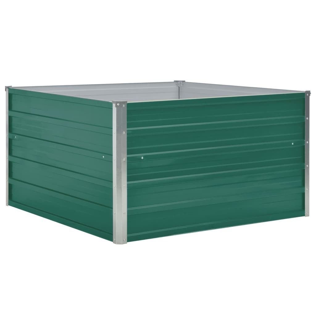 Raised Garden Bed 39.4"x39.4"x17.7" Galvanized Steel Green - WoodPoly.com