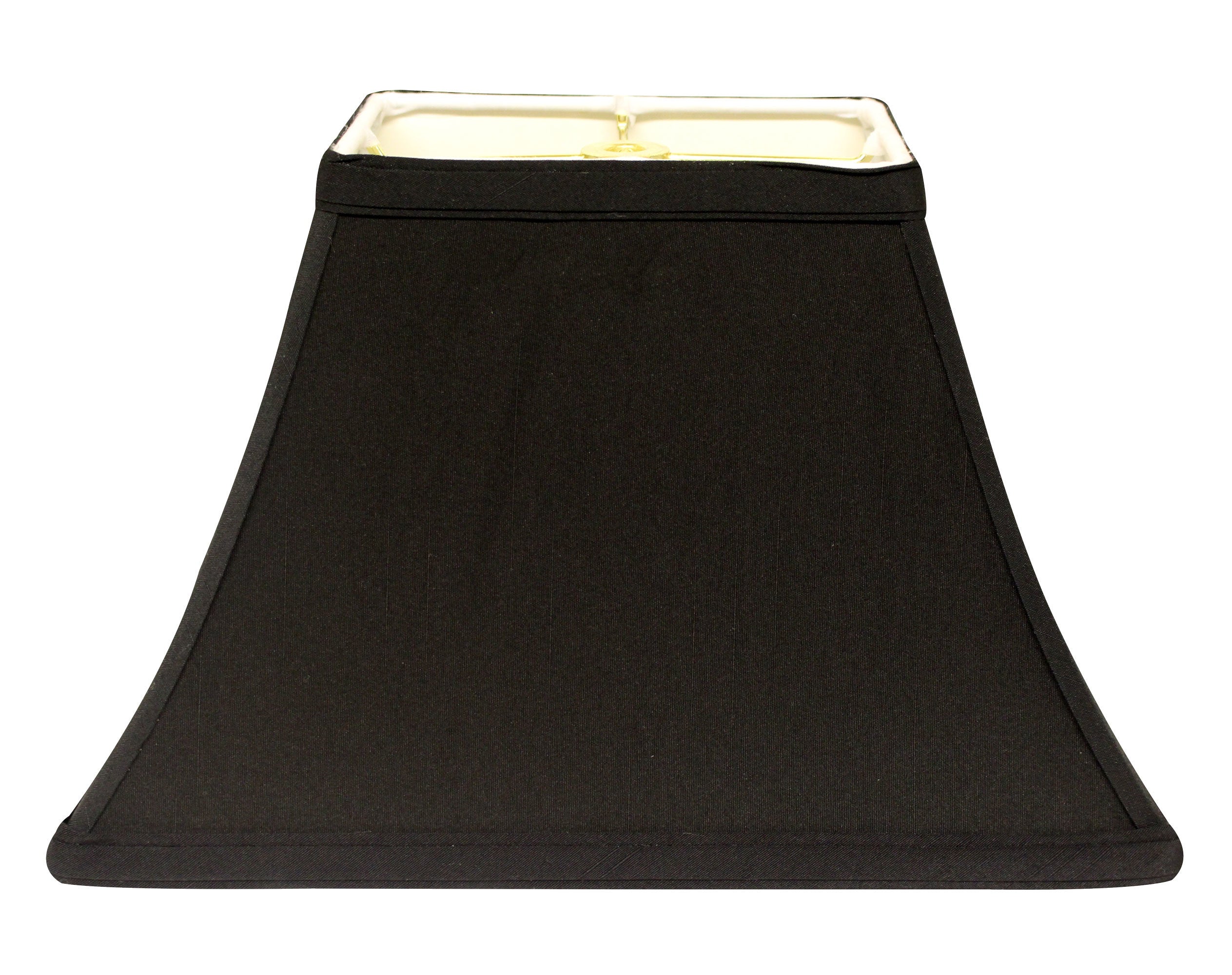 Rectangle Bell Hardback Lampshade with Washer Fitter, Black Natural Fabric Lampshade with White Lining for Table Lamps, 5" Top x 12" Bottom x 9" Height