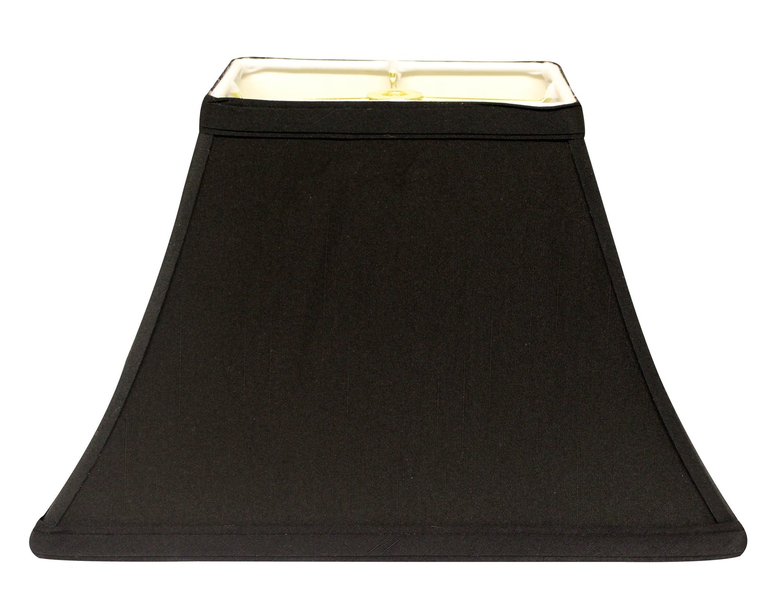 Rectangle Bell Hardback Lampshade with Washer Fitter, Black Natural Fabric Lampshade with White Lining for Table Lamps, 5