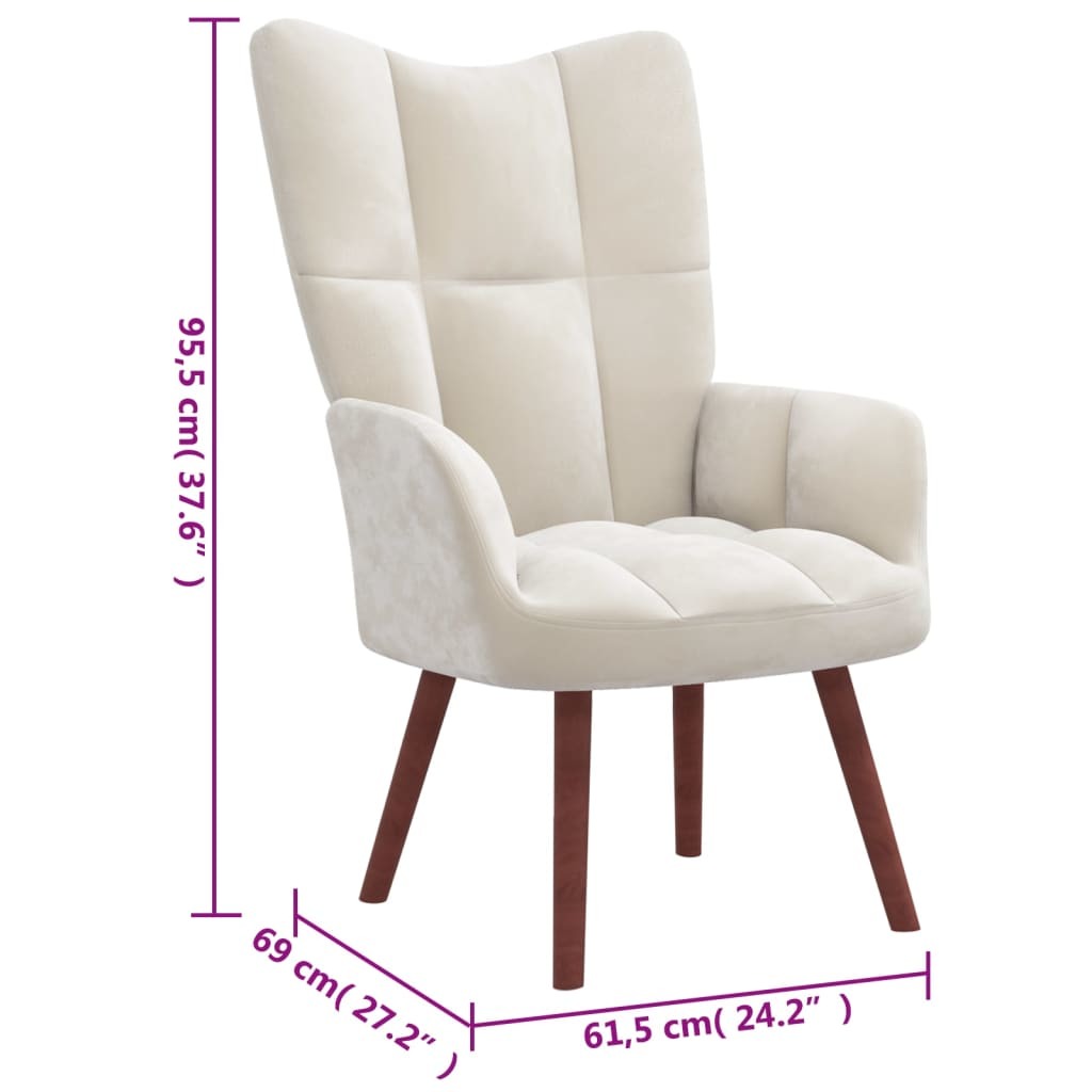 Relaxing Chair Cream White Velvet