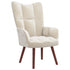 Relaxing Chair with a Stool Cream White Velvet
