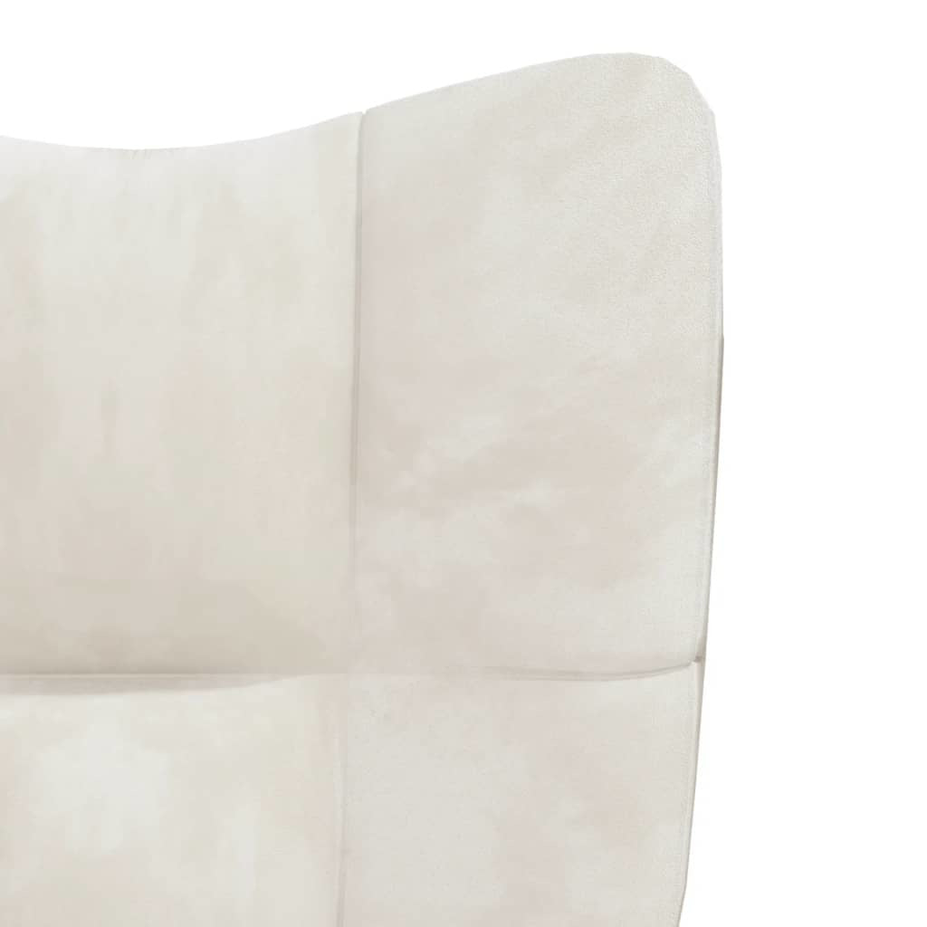 Relaxing Chair with a Stool Cream White Velvet