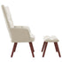 Relaxing Chair with a Stool Cream White Velvet