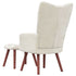 Relaxing Chair with a Stool Cream White Velvet