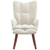 Relaxing Chair with a Stool Cream White Velvet