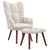 Relaxing Chair with a Stool Cream White Velvet