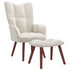 Relaxing Chair with a Stool Cream White Velvet