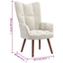 Relaxing Chair with a Stool Cream White Velvet