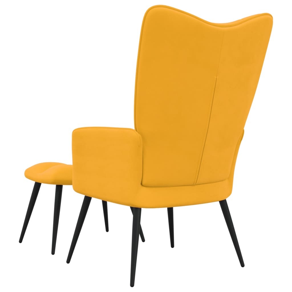 Relaxing Chair with a Stool Mustard Yellow Velvet