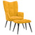 Relaxing Chair with a Stool Mustard Yellow Velvet