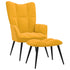 Relaxing Chair with a Stool Mustard Yellow Velvet