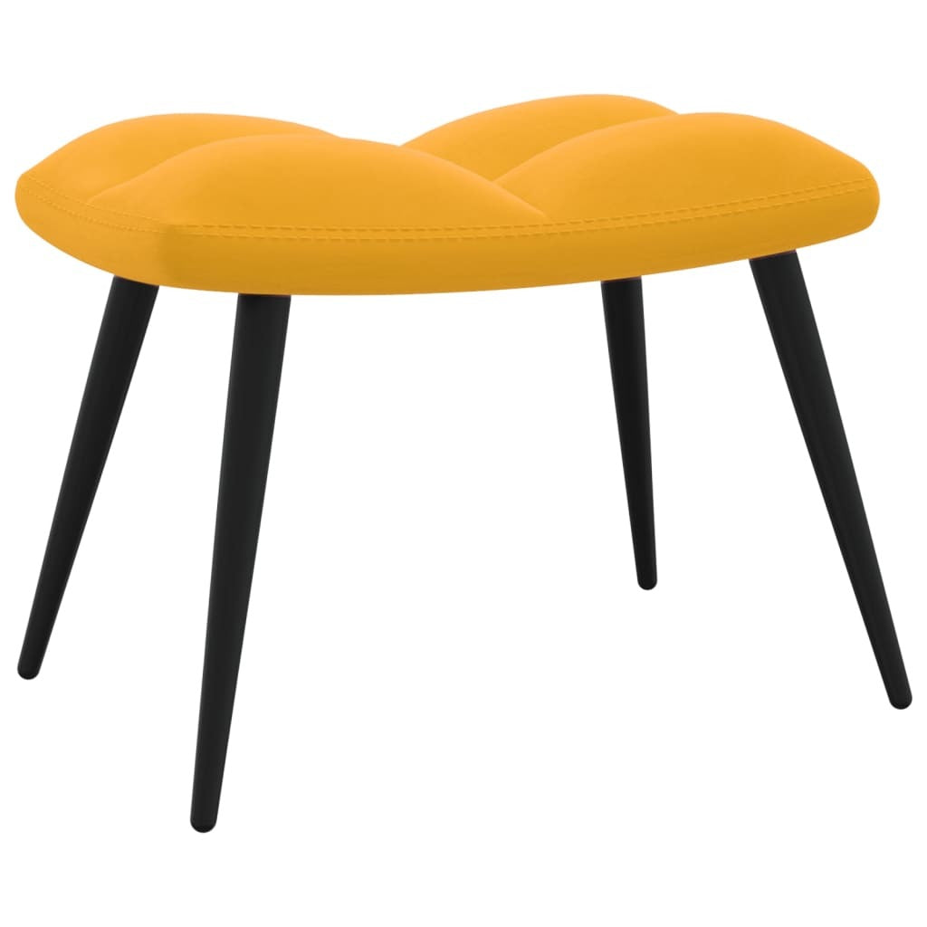 Relaxing Chair with a Stool Mustard Yellow Velvet