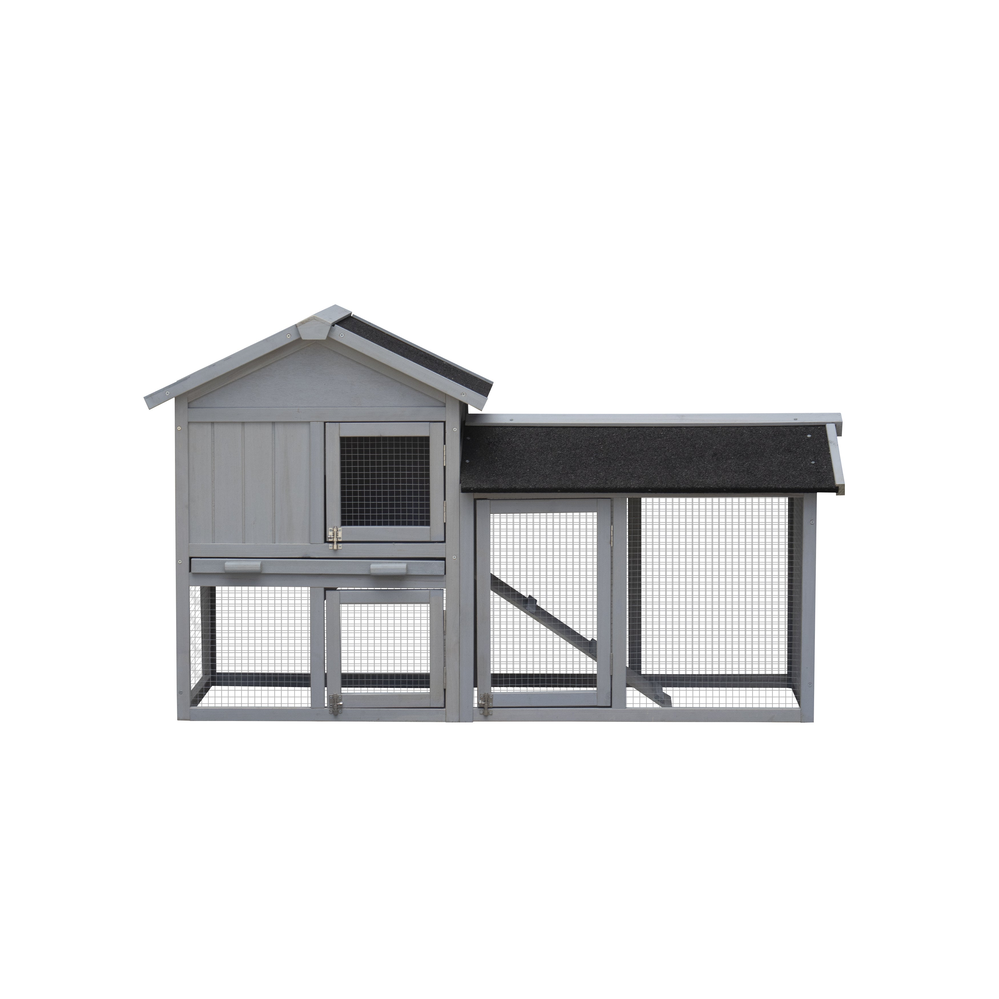 Removable Tray Ramp wooden outdoor rabbit hutch with running cage