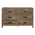 Rustic Style Dresser w 6 Storage Drawers Weathered Pine Finish Wooden Bedroom Furniture