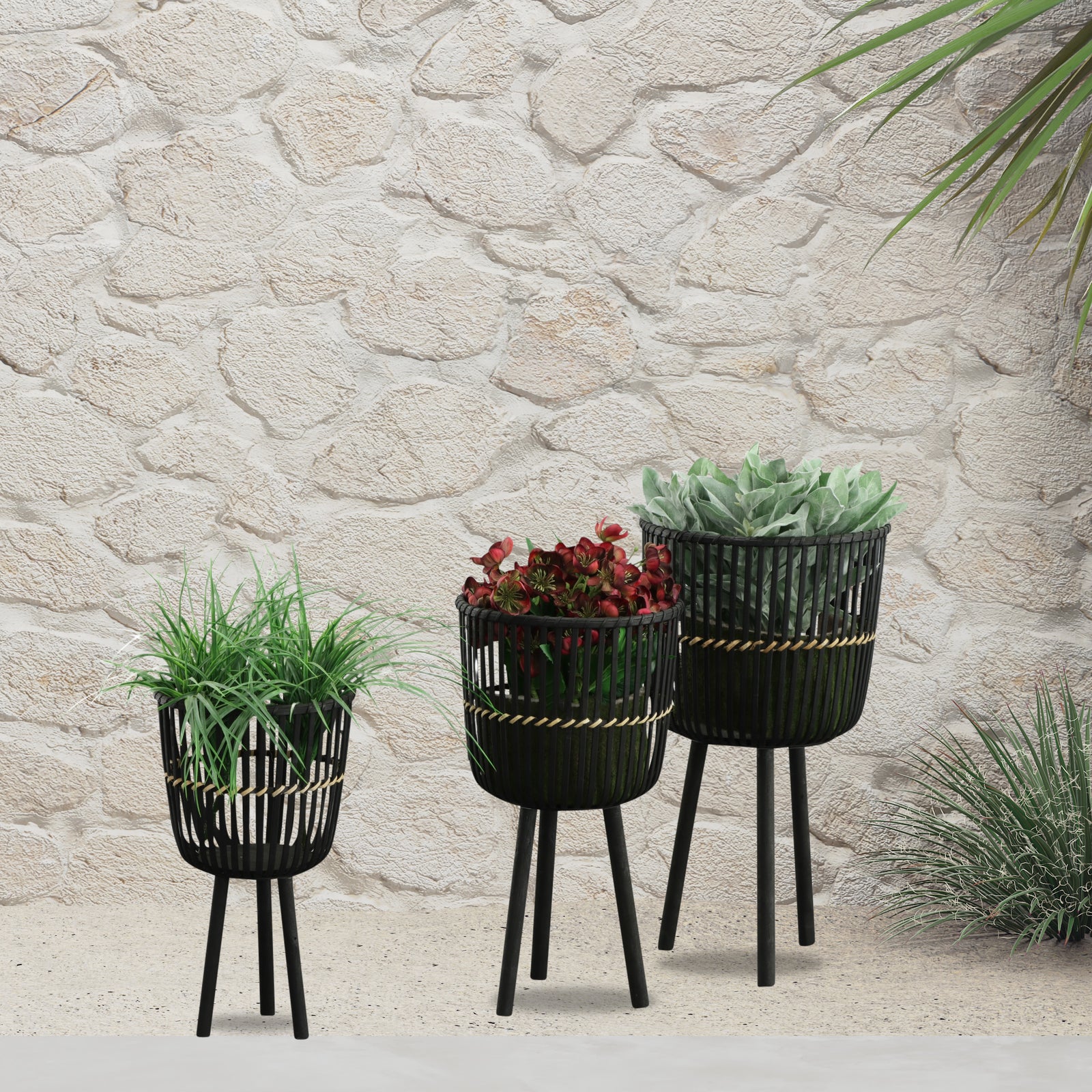 S/3 BAMBOO FOOTED PLANTERS 11/13/15