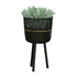 S/3 BAMBOO FOOTED PLANTERS 11/13/15", BLACK