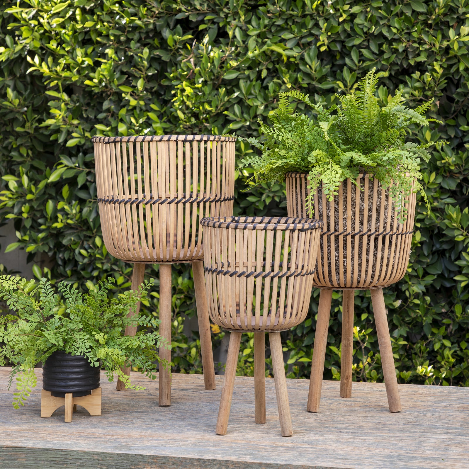 S/3 BAMBOO FOOTED PLANTERS 11/13/15