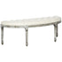 Semi-Circle End of Bed Bench with Tufted Design, Upholstered Bedroom Entryway Bench with Rubberwood Legs, Off White