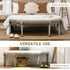 Semi-Circle End of Bed Bench with Tufted Design, Upholstered Bedroom Entryway Bench with Rubberwood Legs, Off White