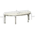 Semi-Circle End of Bed Bench with Tufted Design, Upholstered Bedroom Entryway Bench with Rubberwood Legs, Off White